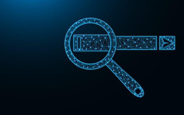 A graphic depicting a magnifying glass over lines of code, symbolizing the detailed examination required during a smart contract audit. The background shows a blockchain network, emphasizing the context of the audit.