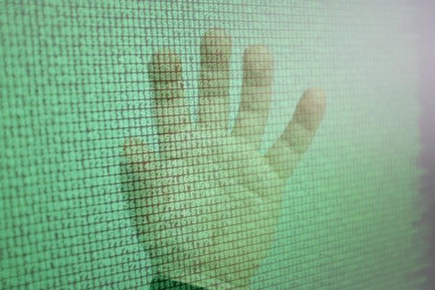 A close-up of a smart contract code with highlighted lines indicating potential vulnerabilities and security loopholes, displayed on a monitor with a binary code background.