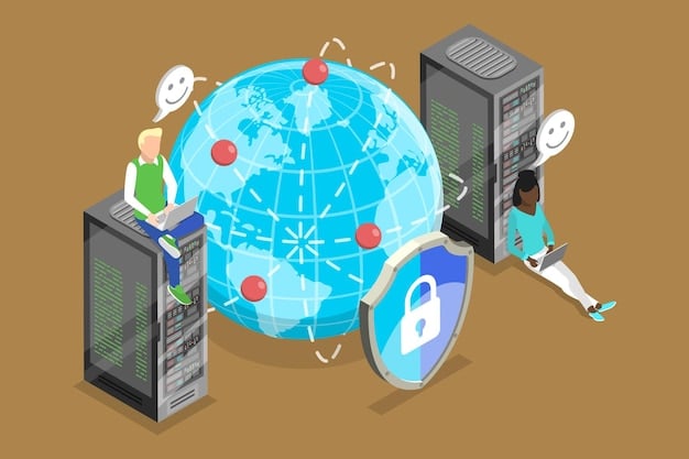 A visual representation of a network security architecture, with firewalls, intrusion detection systems, and secure VPN connections protecting data flow in and out of the cloud environment.