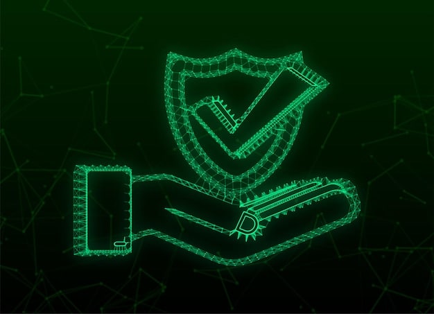 A digital illustration depicting a smart contract code being protected by a shield with a checkmark, symbolizing security verification and the reliability of smart contracts.