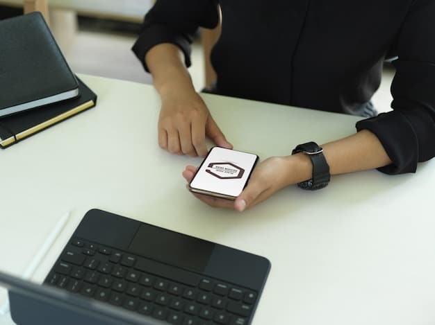 A smartphone displaying an authenticator app with a time-based code, next to a hardware security key plugged into a laptop. The background includes blurred images of security protocols and encryption symbols.