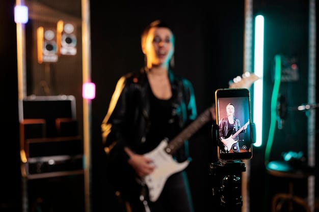 A virtual concert taking place within the Metaverse, featuring a popular American musician performing for a large audience of avatars. The scene illustrates the immersive and interactive nature of Metaverse events, showcasing the potential for new forms of entertainment and social engagement.