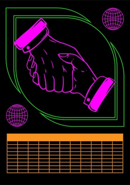 A stylized representation of a smart contract, with lines of code forming a handshake symbol, signifying the agreement between parties.