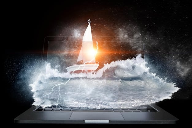A visual metaphor of a compass guiding a ship through a stormy sea, representing the need for strategic navigation through regulatory challenges in the altcoin market.