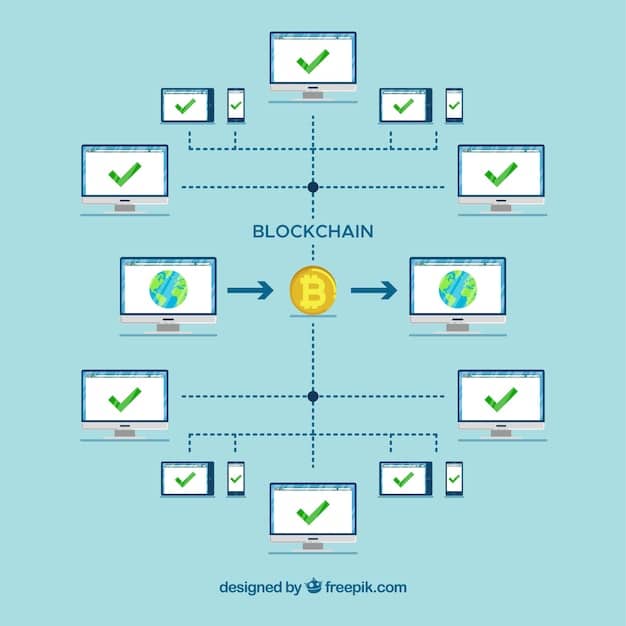 A graphic illustrating a multi-signature transaction, showing multiple key holders approving a transaction on a blockchain.
