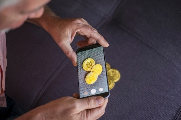 A close-up of a digital wallet interface on a smartphone, showing various altcoins and their corresponding interest rates in an altcoin lending platform app.
