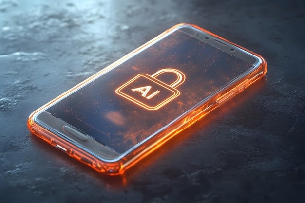 A close-up of a smartphone displaying a crypto security alert notification. The background is blurred, suggesting a person is holding the phone and reacting to the alert. Symbols of different cryptocurrencies are subtly visible around the edges of the screen.