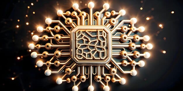 A stylized image of qubits entangled, representing the power of quantum computing, contrasted with a traditional lock, symbolizing the vulnerabilities of current encryption methods.