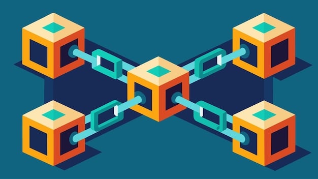 A diagram illustrating a blockchain splitting into two separate chains, representing a hard fork, with labels indicating 