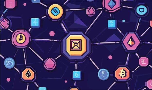 A stylized graphic illustrating a decentralized network with various DeFi altcoins connecting to different financial services (lending, borrowing, trading), emphasizing the interconnectedness and utility of these digital assets within the DeFi ecosystem.