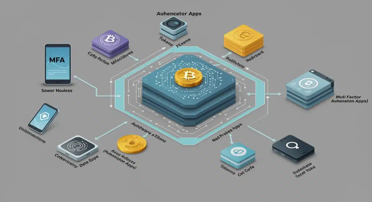 Infographic showing layers of multi-factor authentication for crypto wallets