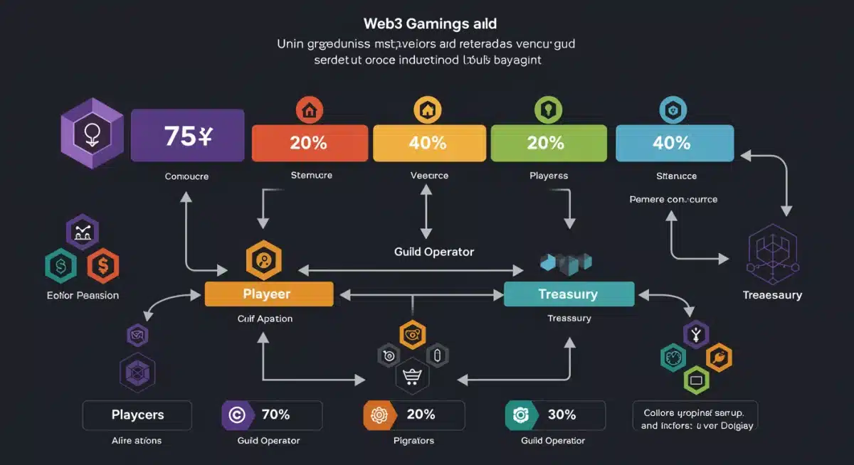 Infographic showing revenue distribution and value flow in a Web3 gaming guild
