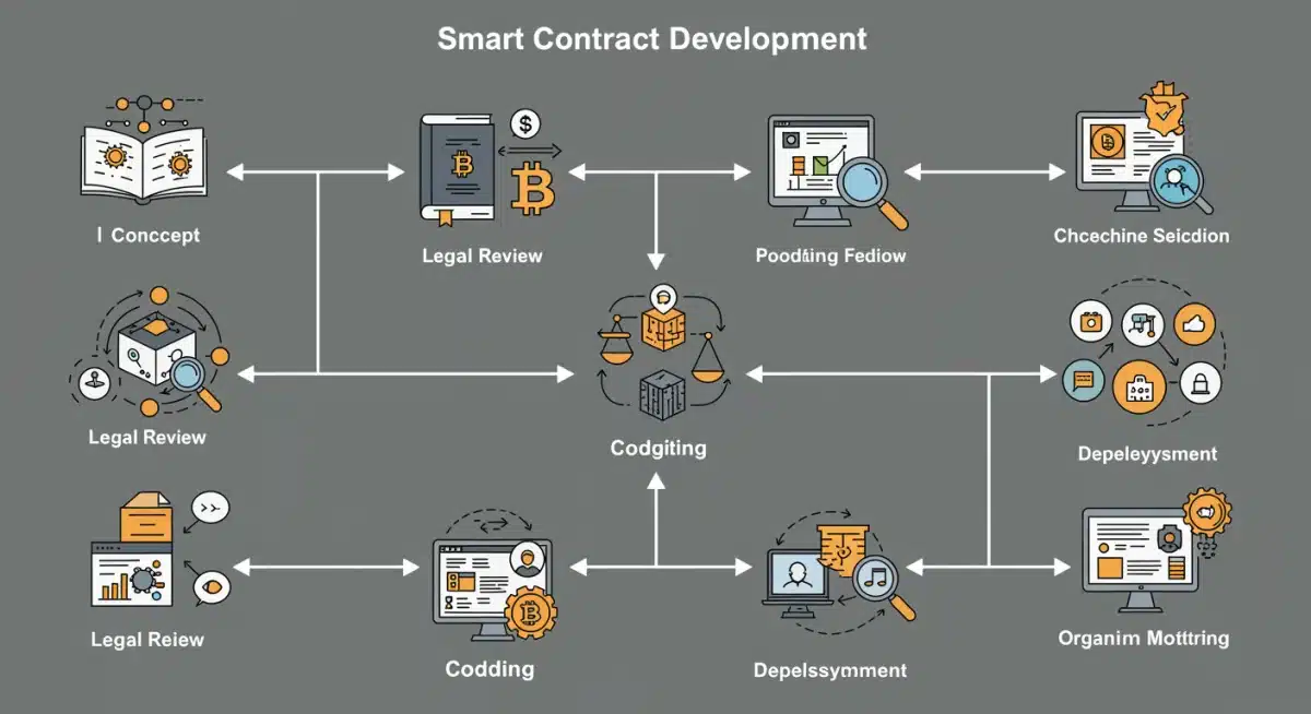 Flowchart illustrating the typical smart contract development and deployment lifecycle