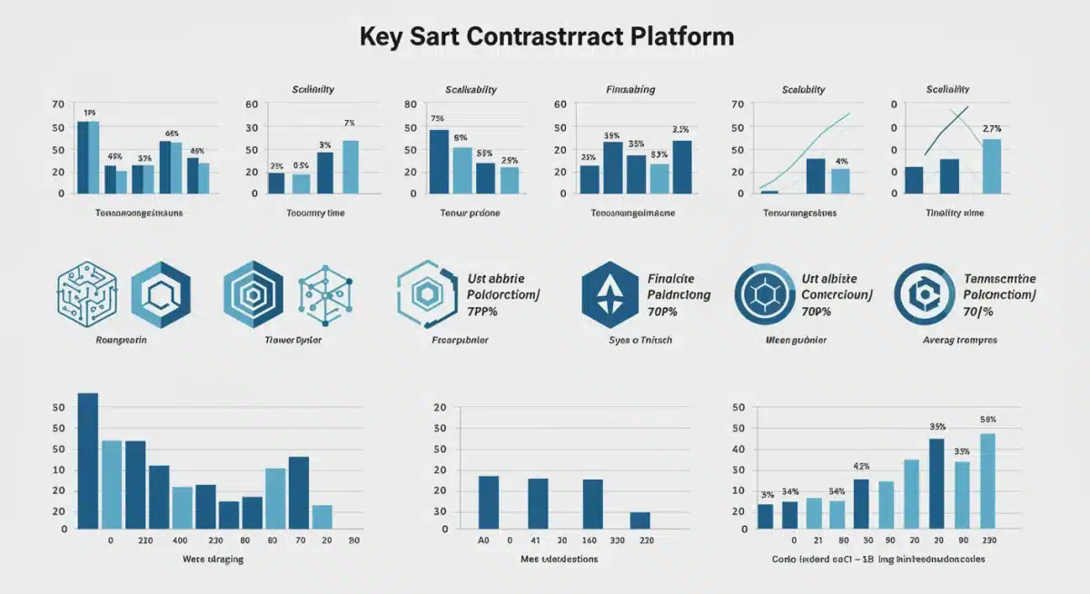 Infographic comparing key performance indicators of smart contract platforms for enterprise scalability