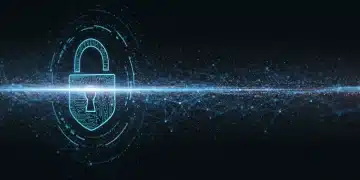 Futuristic digital lock protecting Web3 data against cyber threats