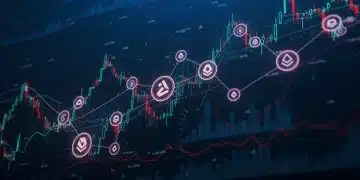 Abstract data visualization of altcoin market trends and risk assessment.