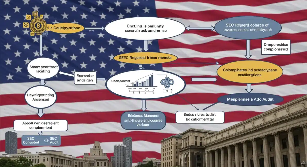 Smart contract lifecycle diagram with SEC compliance checkpoints for U.S. developers.