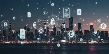 Futuristic cityscape with digital currency symbols representing the 2026 altcoin landscape and regulatory influences.