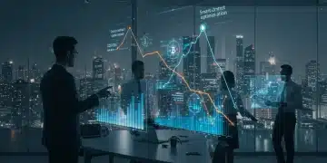 Futuristic blockchain city with financial graphs, smart contract gas fee optimization