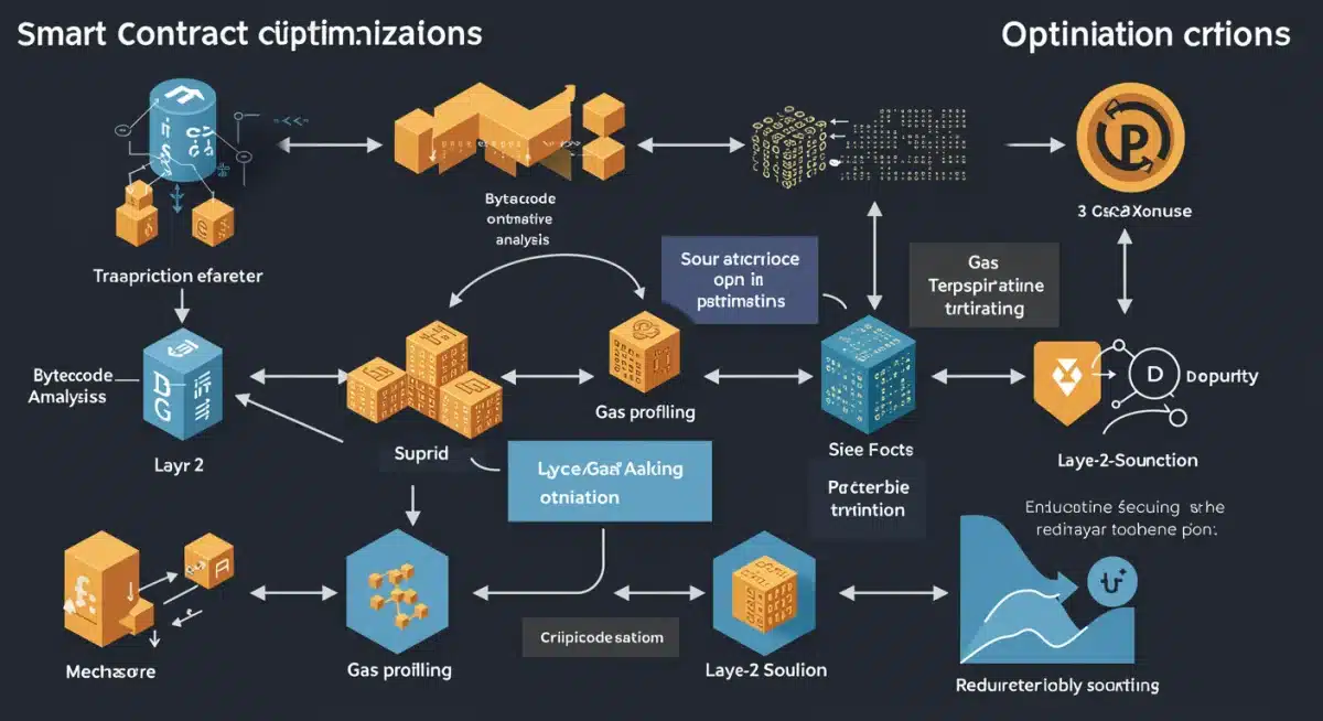 Diagram of smart contract optimization techniques and gas fee reduction strategies