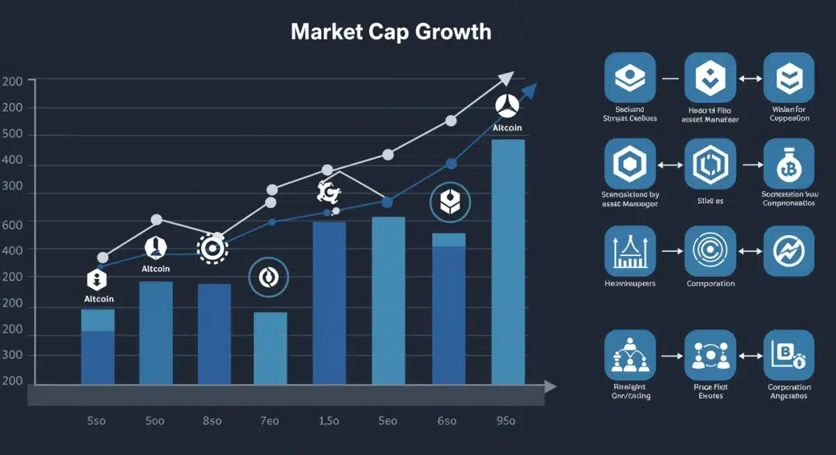 Market capitalization growth of altcoins driven by diverse institutional investments.