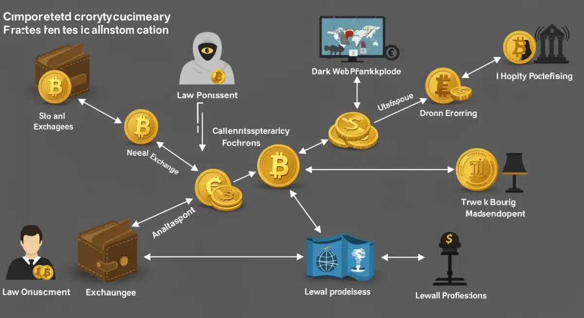 Infographic showing cryptocurrency theft tracing and recovery process