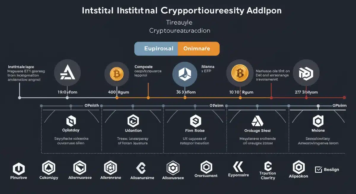 Timeline of institutional cryptocurrency adoption milestones and altcoin integration.