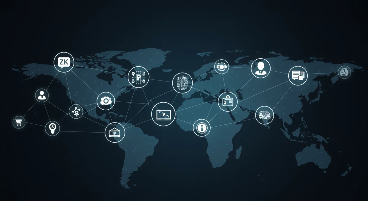Decentralized Web3 network illustrating ZK-Rollup integration across U.S. market sectors.