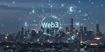 Web3 regulatory landscape with blockchain nodes and legal symbols