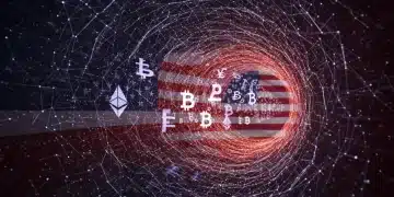 Secure VPN tunnel protecting cryptocurrency transactions for US users