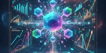 Futuristic blockchain network illustrating DeFi 2.0 yield maximization