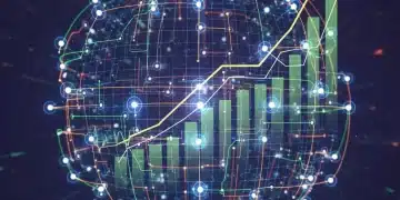 Futuristic network symbolizing optimized blockchain transactions and gas fee reduction for businesses.