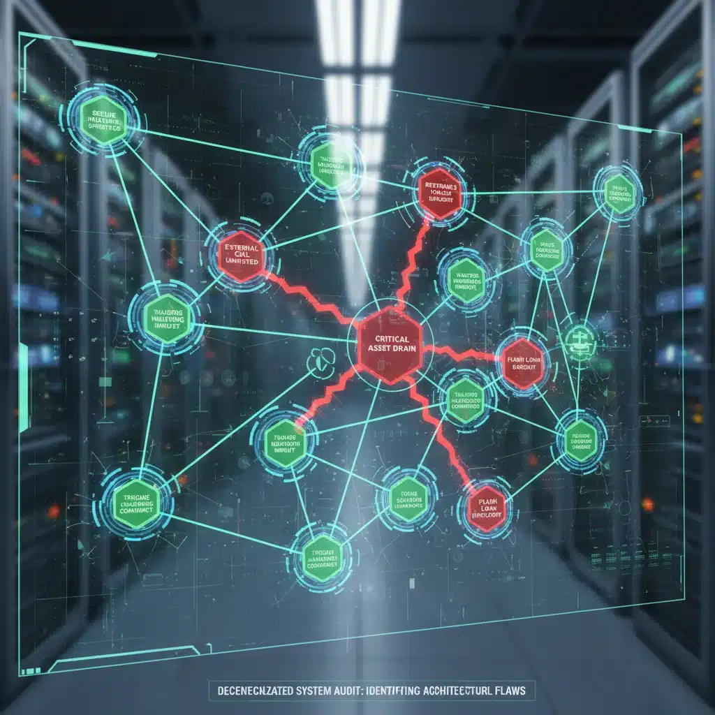 Network diagram showing potential smart contract vulnerabilities and secure components.