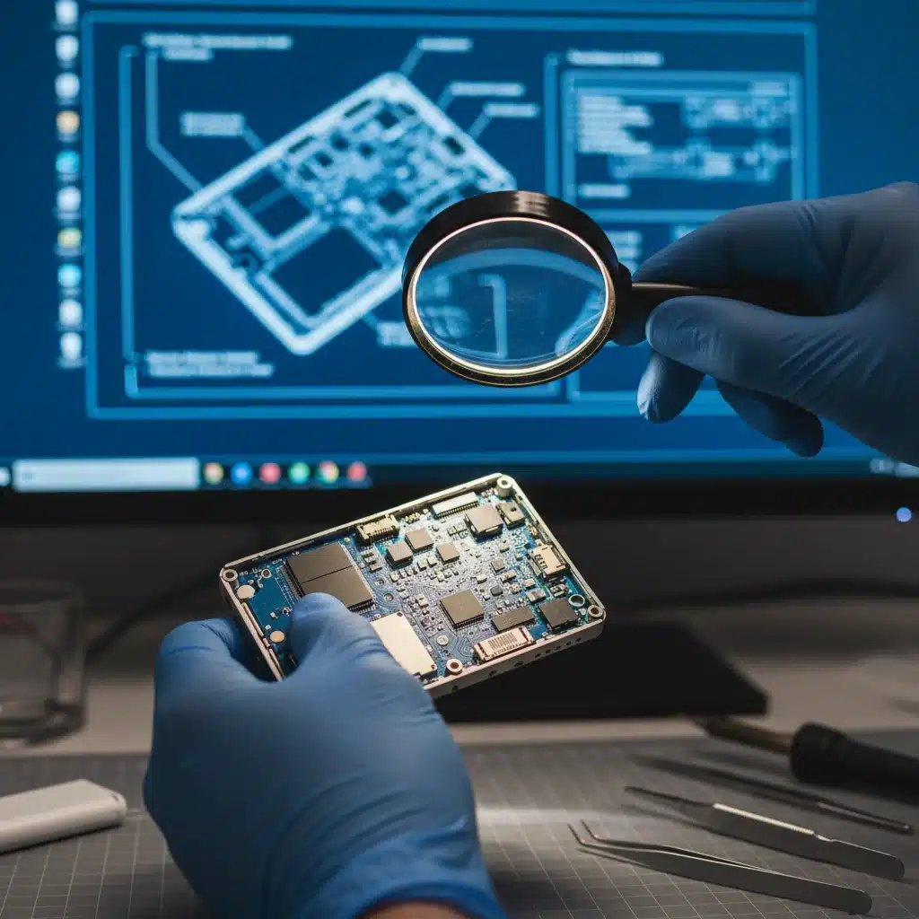 Researcher analyzing internal components of a hardware wallet for vulnerabilities.