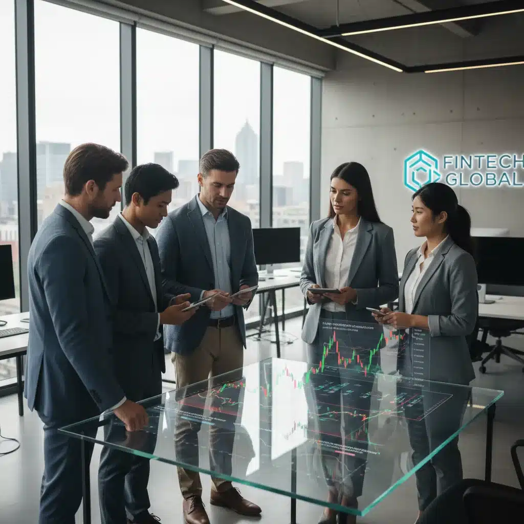 U.S. investors analyzing cryptocurrency charts on a holographic display, discussing altcoin investment strategies.