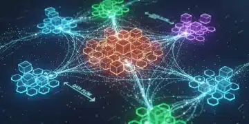 Interconnected blockchain networks symbolizing cross-chain interoperability
